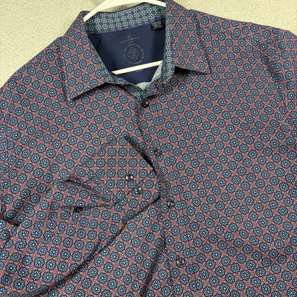 Construct Performance Button Up Shirt Mens XL Pattern Paisley AOP Flip Cuff